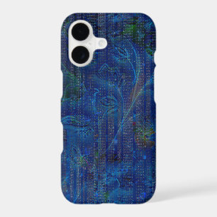 Decorative Hint of Flowers Navy Background