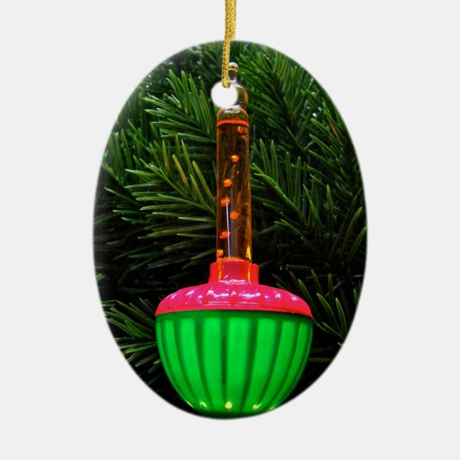 Decorative Holiday Bubble Light Oval Tree Ornament (Front)