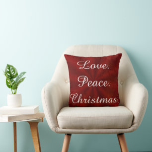 Decorative Holiday Love Peace Christmas Cushion