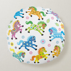 decorative horses round cushion
