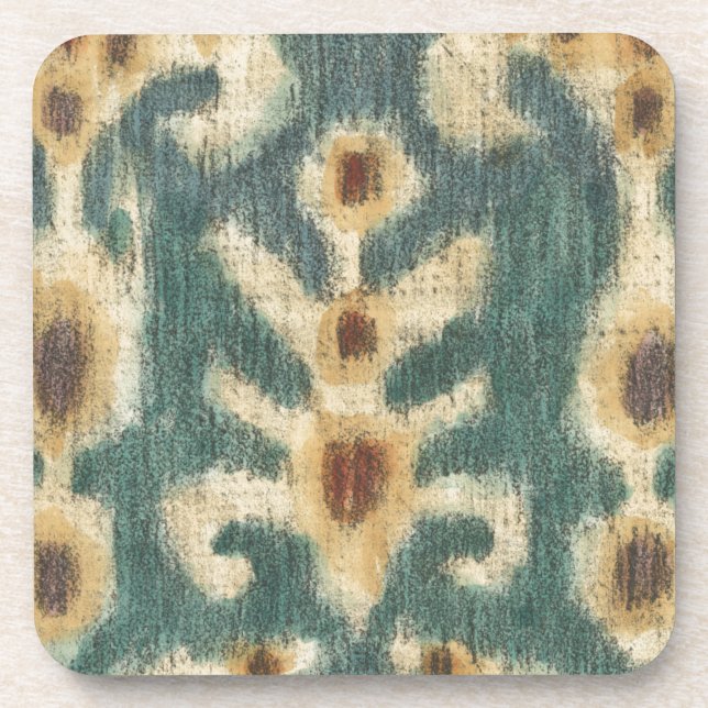 Decorative Ikat Fabric Design by Chariklia Zarris Coaster (Front)