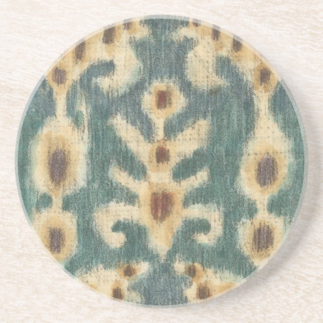 Decorative Ikat Fabric Design by Chariklia Zarris Coaster (Front)
