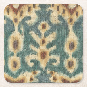 Decorative Ikat Fabric Design by Chariklia Zarris Square Paper Coaster