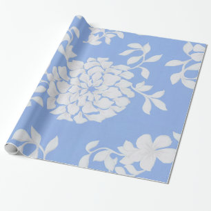 Decorative Inclined Step Pattern flowers Leaf Blue Wrapping Paper