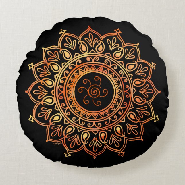 Decorative Indian Sun Round Cushion (Front)