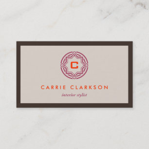DECORATIVE INITIAL LOGO in TAN PALETTE Business Card