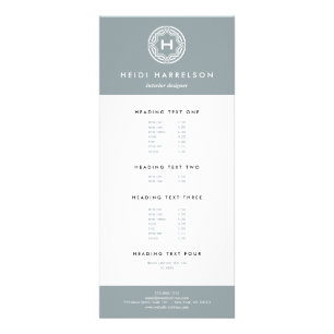 DECORATIVE INITIAL LOGO on SLATE GRAY Rack Card