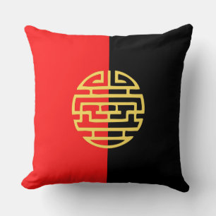 Decorative japanese traditional black yellow cushion