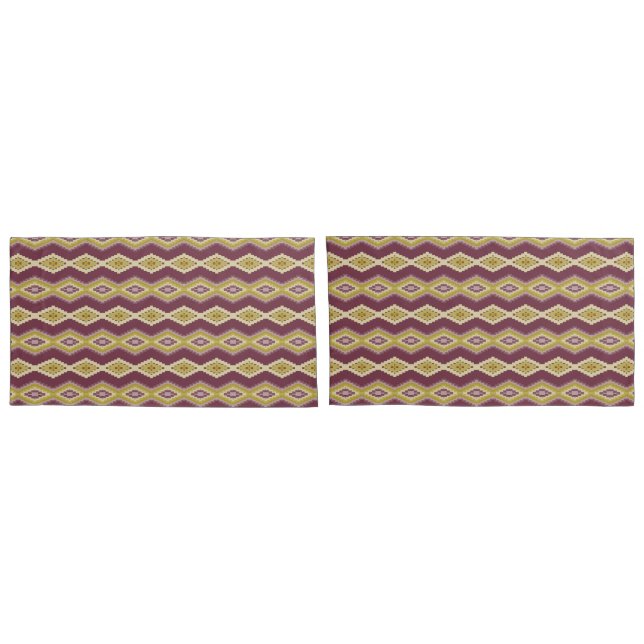 Decorative King Size Gold and Plum Pillow Case Set (Back-Set)
