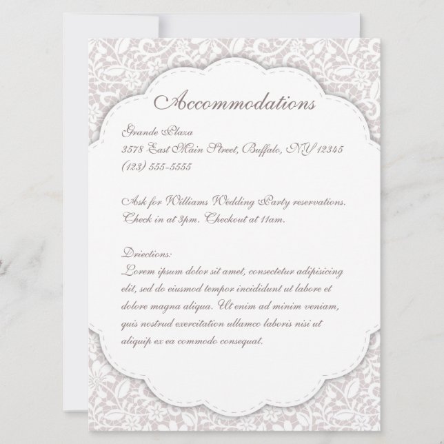 Decorative Lace Details Program Menu Card (Front)