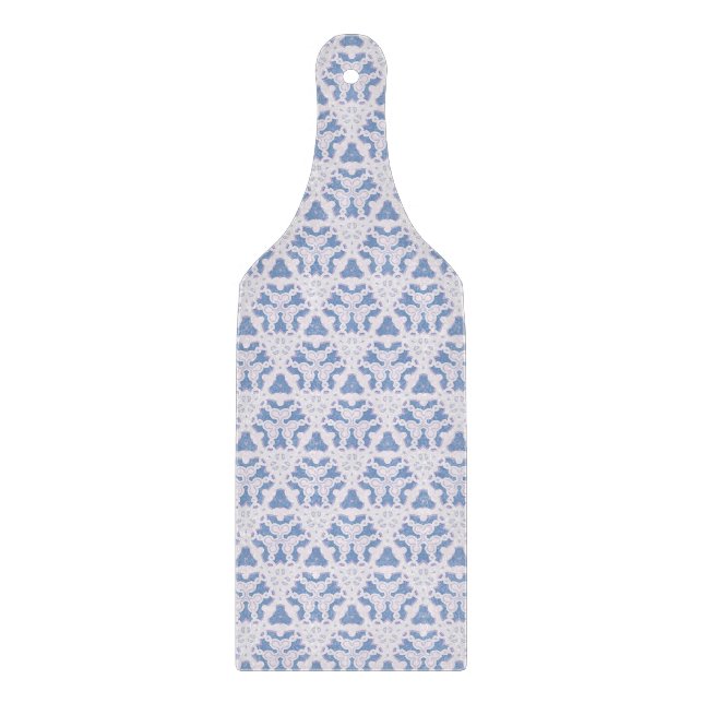 Decorative Lace Triangles Blue White Cutting Board (Front)