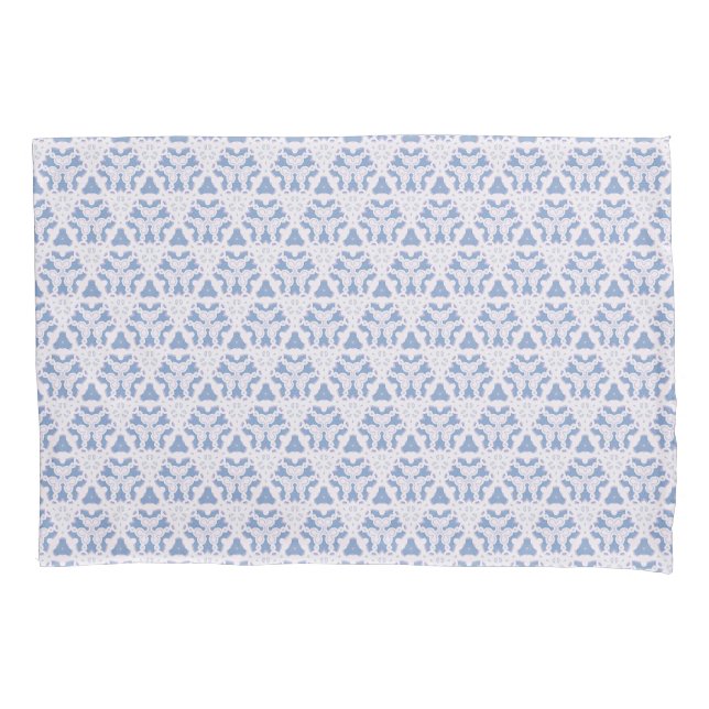 Decorative Lace Triangles Blue White Pillowcase (Front)