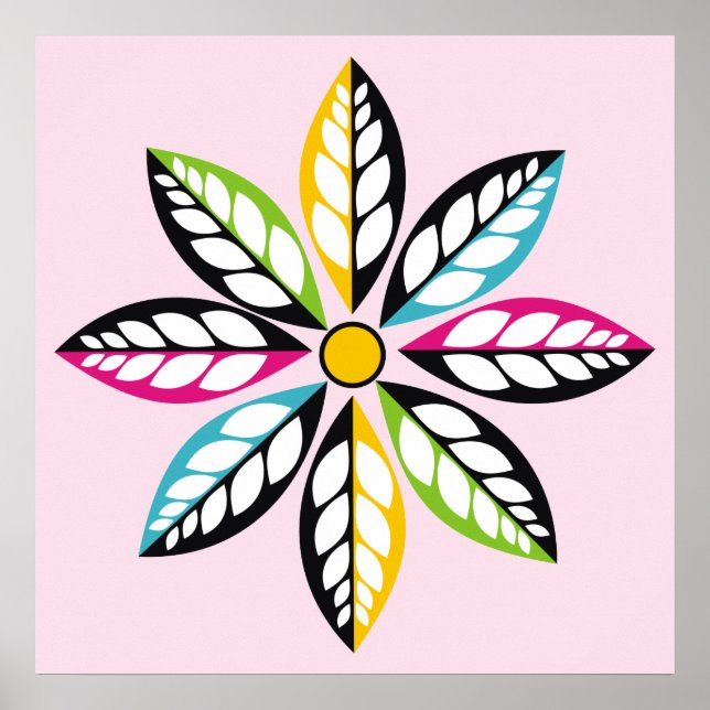 Decorative Leaves-Flower modern, abstract Poster (Front)