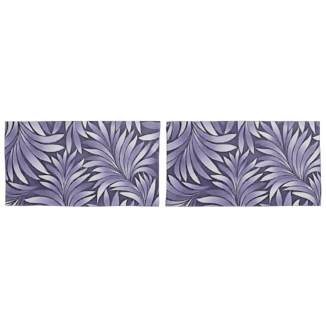 Decorative Leaves in Amethyst and White Pillowcase (Front-Set)