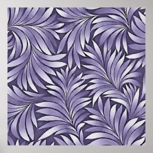 Decorative Leaves in Amethyst and White Poster