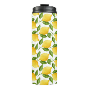 Decorative lemons thermal tumbler