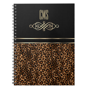 Decorative Leopard Animal Print   Monogram  Notebook