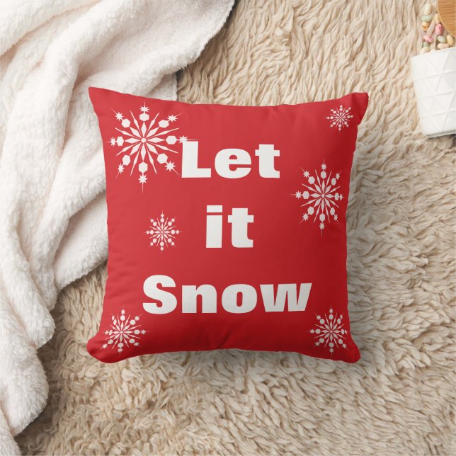 Decorative Let it Snow Crystal Snowflake Christmas Cushion (Blanket)