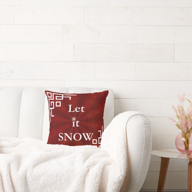 Decorative Let it Snow Crystal Snowflake Christmas Cushion (Couch)