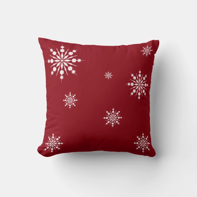 Decorative Let it Snow Crystal Snowflake Christmas Cushion (Front)