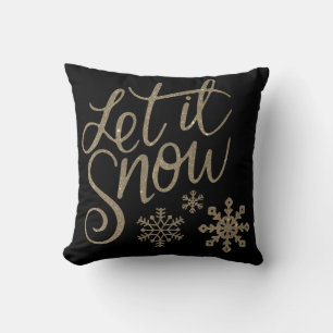 Decorative Let it Snow Crystal Snowflake Christmas Cushion