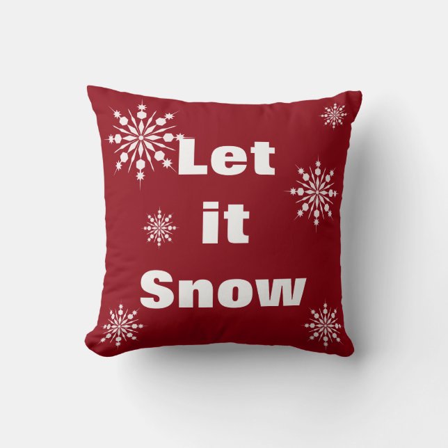 Decorative Let it Snow Crystal Snowflake Christmas Cushion (Front)