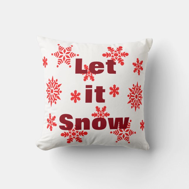 Decorative Let it Snow Crystal Snowflake Christmas Cushion (Front)