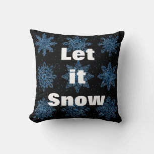 Decorative Let it Snow Crystal Snowflake Christmas Cushion