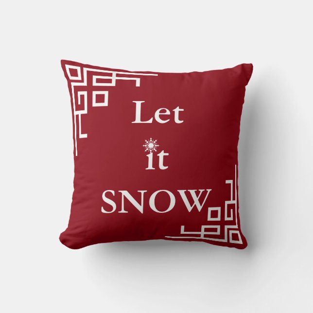 Decorative Let it Snow Crystal Snowflake Christmas Cushion (Front)