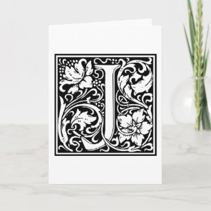 Decorative Letter Initial “J” Note Card