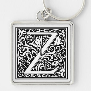 Decorative Letter Initial “Z” Key Ring
