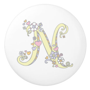 Decorative letter N monogram handle knob