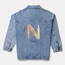 Decorative Letter N with Insignia Monogram Denim Jacket