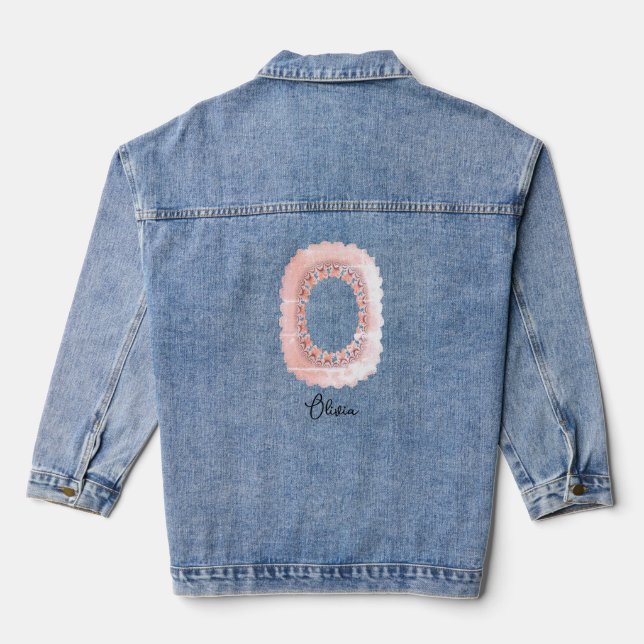 Decorative Letter O with Insignia Monogram Denim Jacket (Back)