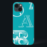 Decorative Letters on Blue Background iPhone 13 Case<br><div class="desc">A veritable alphabet soup awaits you when you purchase this print of decorative letters on a blue background. A Vision Studio creation,  this would be a great addition to a kid's room or their playroom. Order a print today!</div>