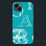 Decorative Letters on Blue Background iPhone 13 Case<br><div class="desc">A veritable alphabet soup awaits you when you purchase this print of decorative letters on a blue background. A Vision Studio creation,  this would be a great addition to a kid's room or their playroom. Order a print today!</div>
