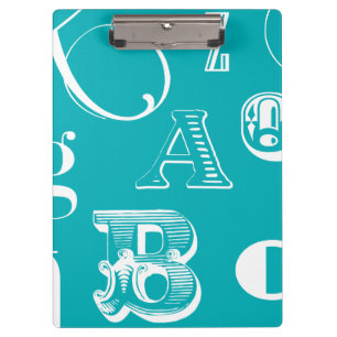 Decorative Letters on Blue Background Clipboard