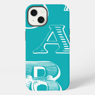 Decorative Letters on Blue Background iPhone 13 Case