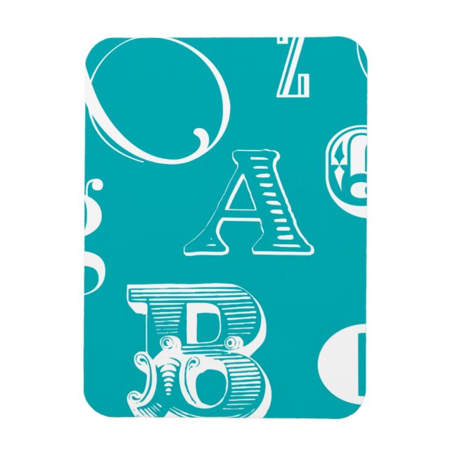 Decorative Letters on Blue Background Magnet (Vertical)