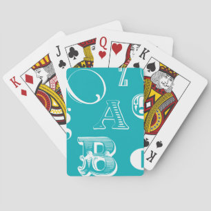 Decorative Letters on Blue Background Playing Cards