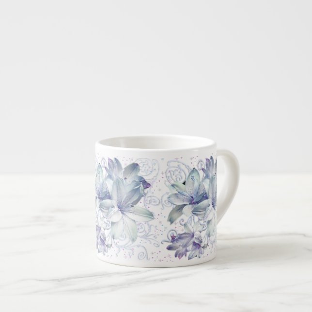 Decorative Lilies Espresso Cup (Front Right)