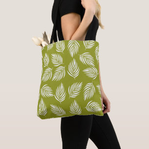 Decorative Lime Green Leaves Pattern Tote Bag