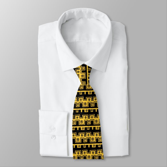 Decorative Lines - Amber (FFCC33) Tie (Tied)