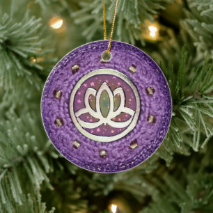 Decorative Lotus Crochet Look Ceramic Tree Decoration