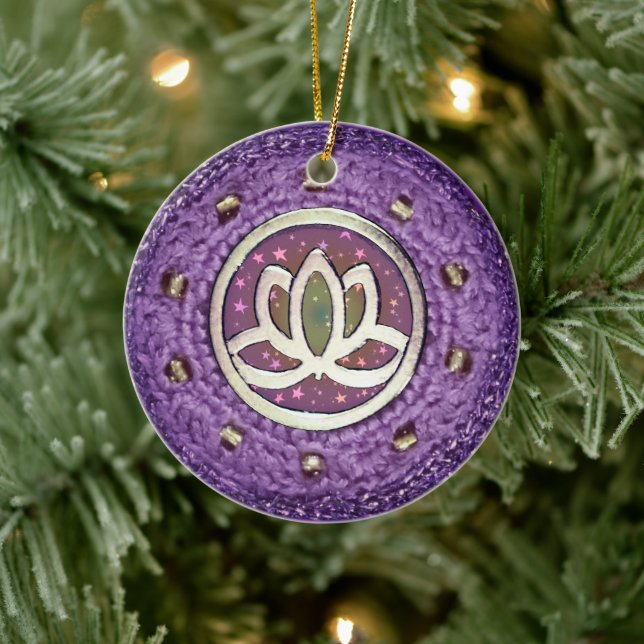 Decorative Lotus Crochet Look Ceramic Tree Decoration (Tree)
