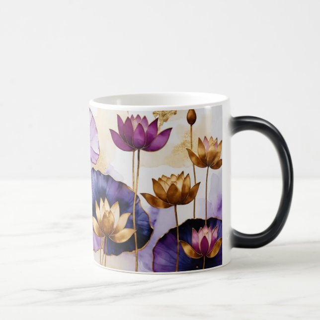 Decorative Lotus Flowers Design #1 Magic Mug (Right)