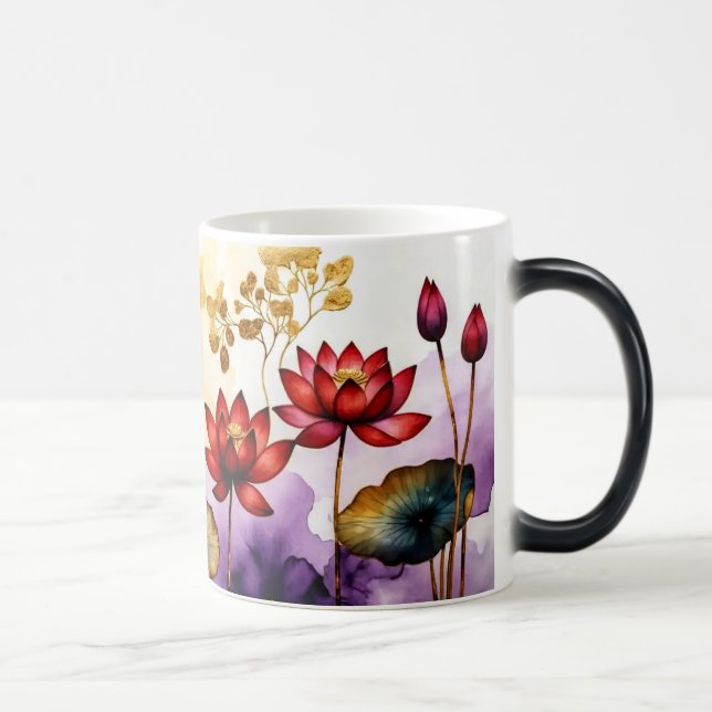 Decorative Lotus Flowers Design #2 Magic Mug (Right)