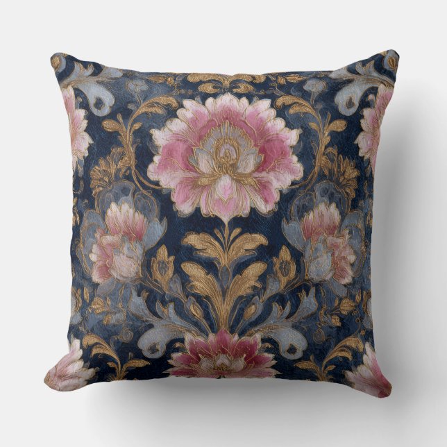 Decorative Luxurious Floral Pattern Throw Pillow (Front)