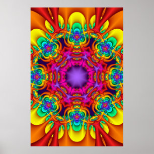 Decorative mandala poster in rainbow colours
