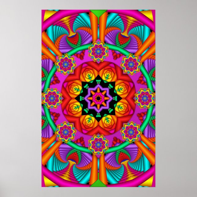 Decorative mandala poster in rainbow colours (Front)